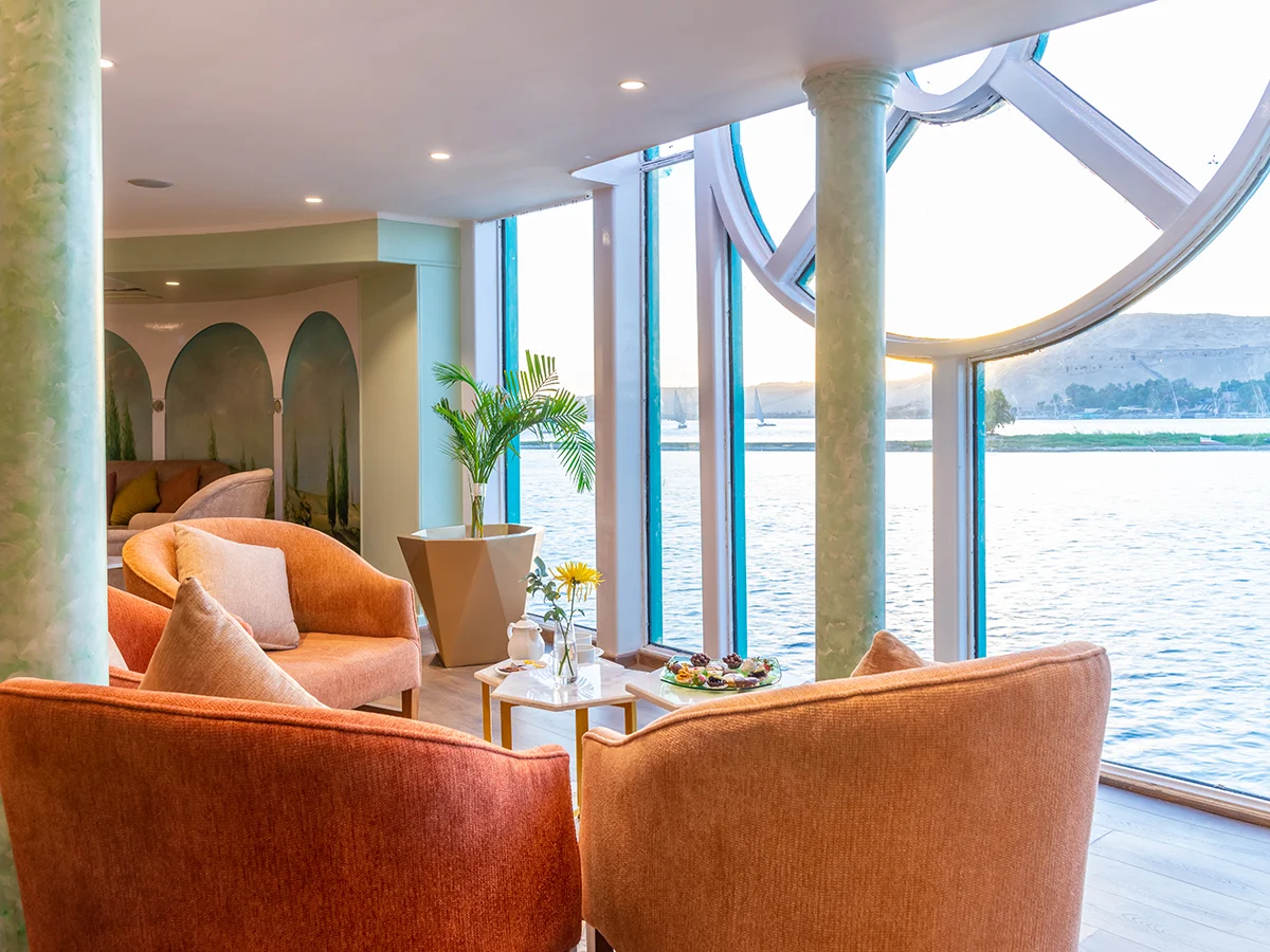 Lounge aboard the Sonesta Moon Goddess Nile Cruise Ship Nile cruise